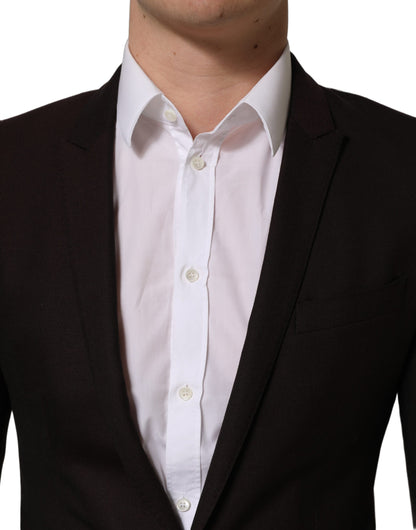 Dolce & Gabbana Brown Wool GOLD Single Breasted Men's Jacket