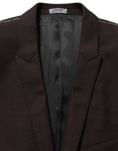 Dolce & Gabbana Brown Wool GOLD Single Breasted Men's Jacket