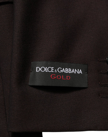 Dolce & Gabbana Brown Wool GOLD Single Breasted Men's Jacket