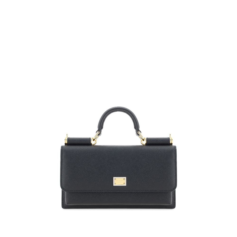 Dolce & Gabbana Black Micro Sicily Leather Shoulder Bag