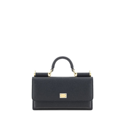 Dolce & Gabbana Black Micro Sicily Leather Shoulder Bag