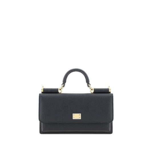 Dolce & Gabbana Black Micro Sicily Leather Shoulder Bag