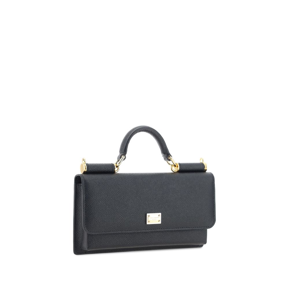 Dolce & Gabbana Black Micro Sicily Leather Shoulder Bag