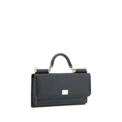 Dolce & Gabbana Black Micro Sicily Leather Shoulder Bag