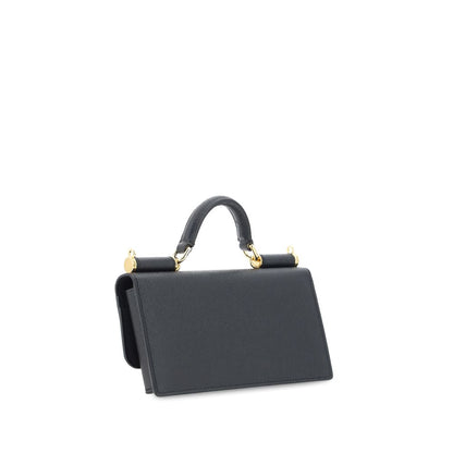 Dolce & Gabbana Black Micro Sicily Leather Shoulder Bag