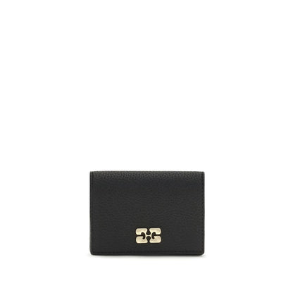 Ganni Black Flap Card Holder Wallet