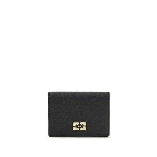 Ganni Black Flap Card Holder Wallet