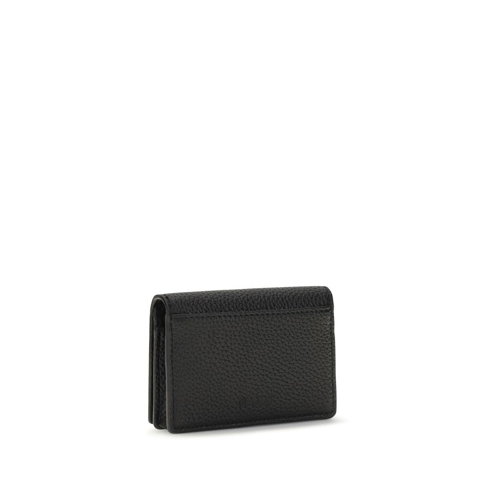 Ganni Black Flap Card Holder Wallet