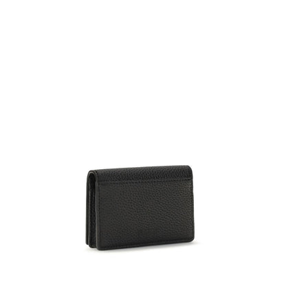 Ganni Black Flap Card Holder Wallet