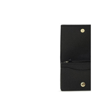Ganni Black Flap Card Holder Wallet