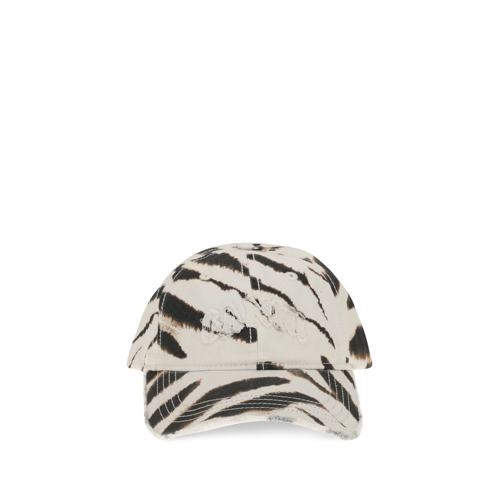 Ganni Zebra Print Baseball Hat