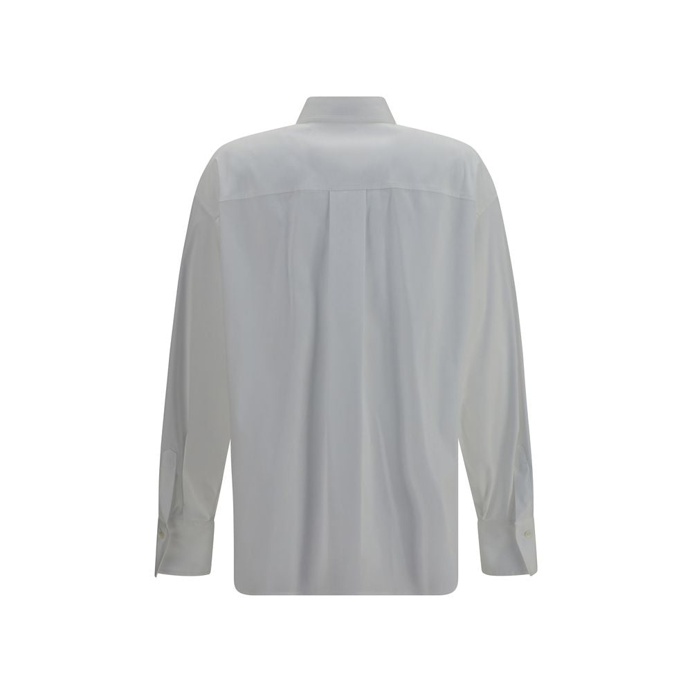 Brunello Cucinelli White Cotton Dress Shirt with Monili Embellishment