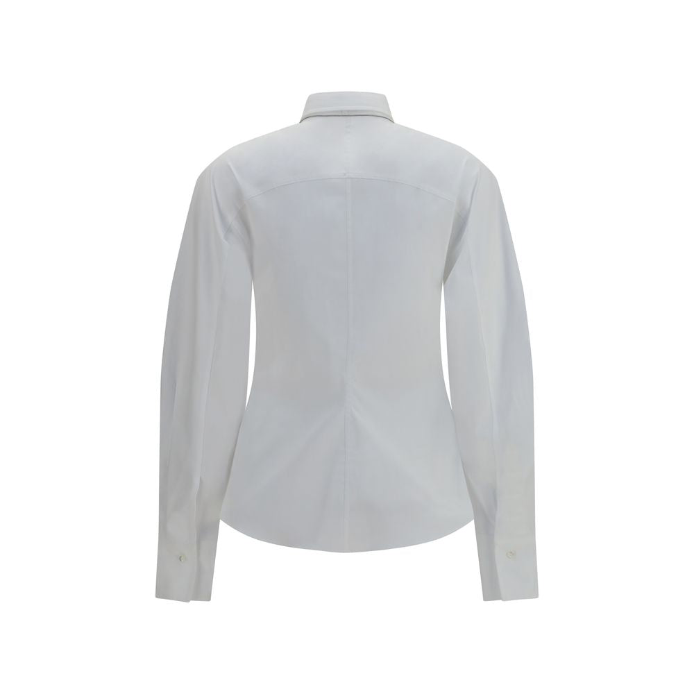 Brunello Cucinelli White Cotton Dress Shirt with Integrated Tie