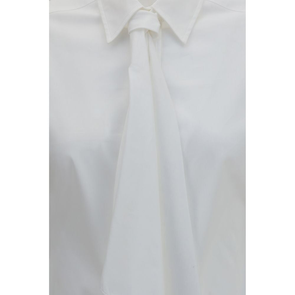 Brunello Cucinelli White Cotton Dress Shirt with Integrated Tie