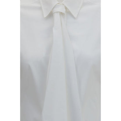Brunello Cucinelli White Cotton Dress Shirt with Integrated Tie