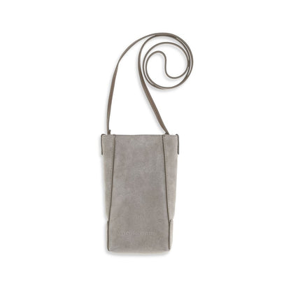 Brunello Cucinelli Gray Calf Leather BC Duo Suede Cell Phone Case