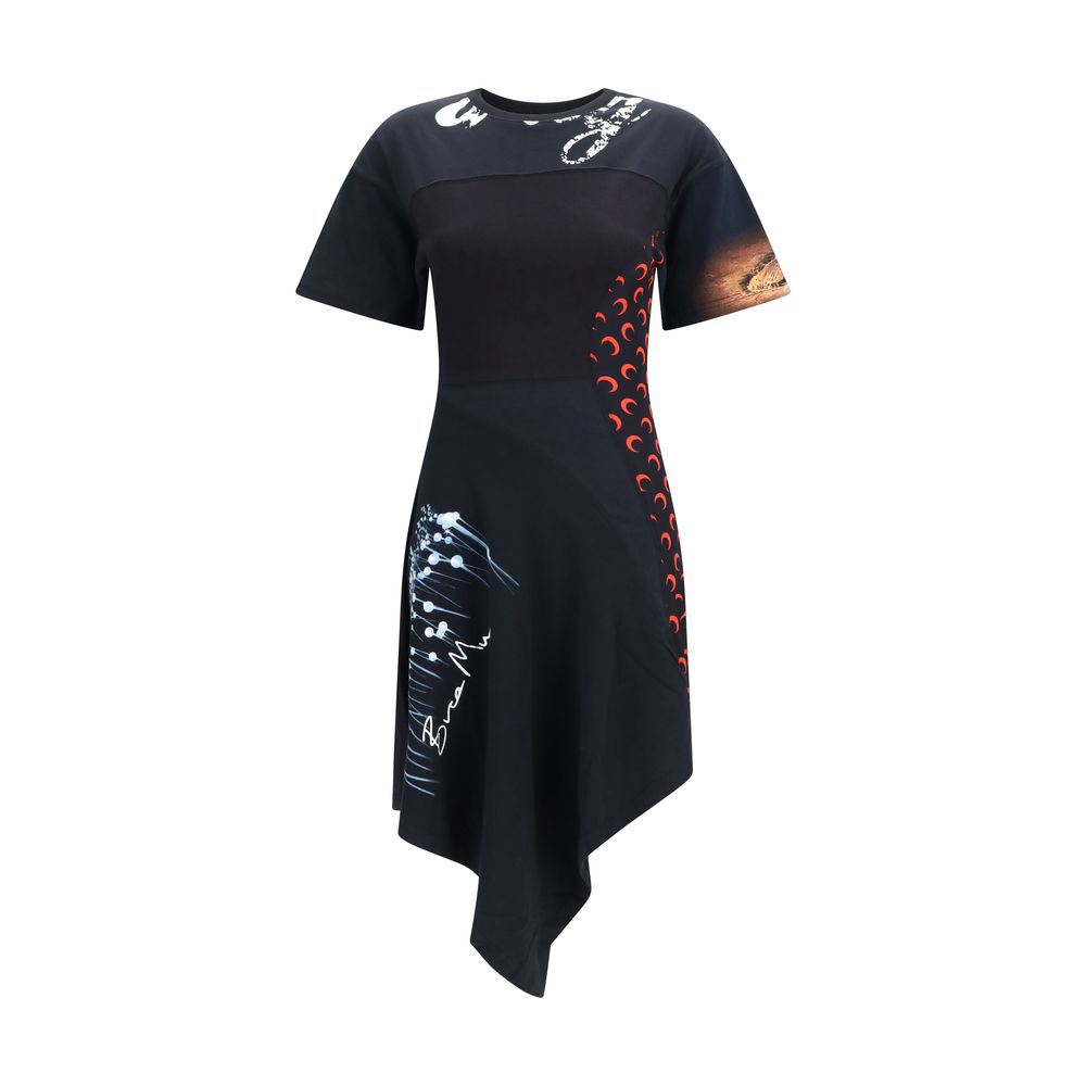 Marine Serre Asymmetric Recycled Jersey Black Dress