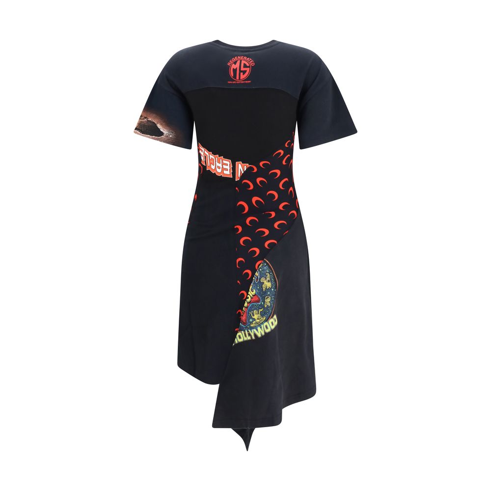 Marine Serre Asymmetric Recycled Jersey Black Dress