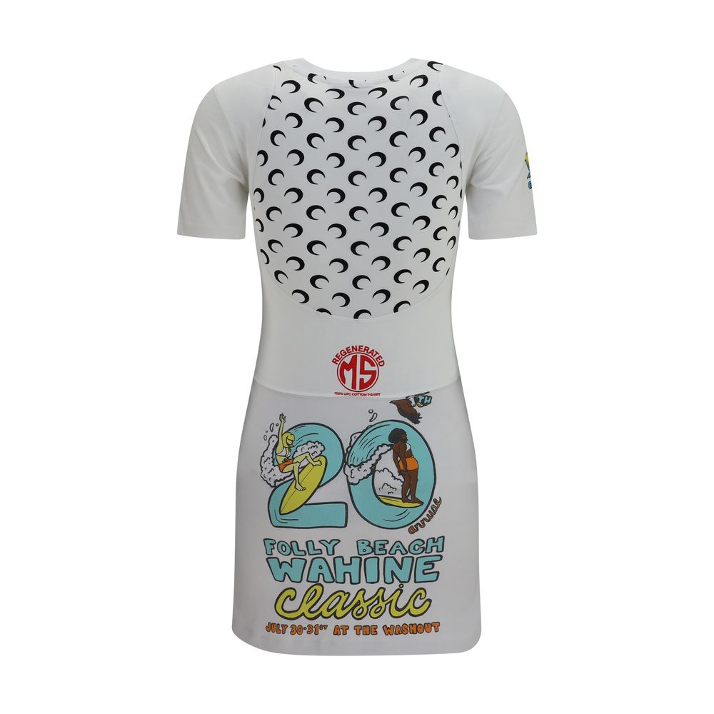 Marine Serre White Cotton Casual Dress - Sustainable Elegance