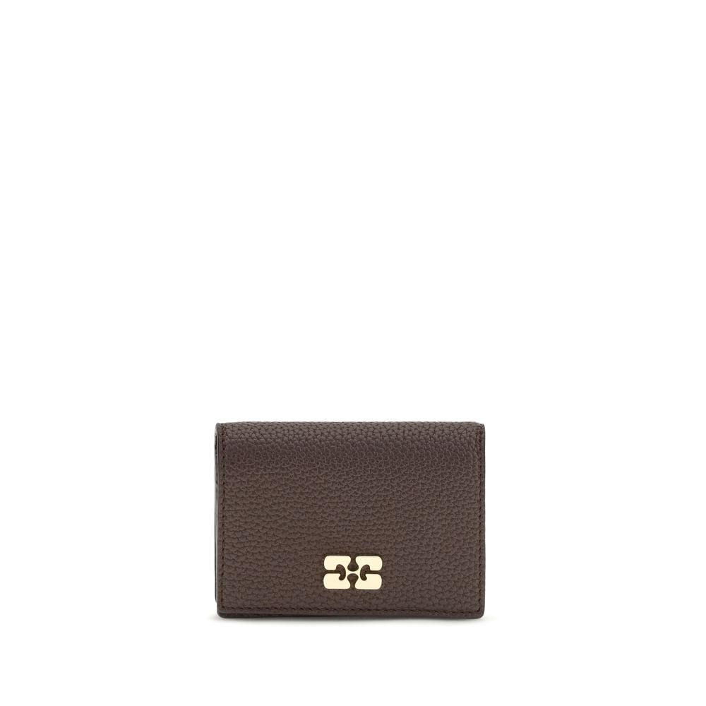 Ganni Brown Flap Card Holder Wallet