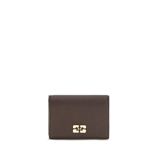 Ganni Brown Flap Card Holder Wallet