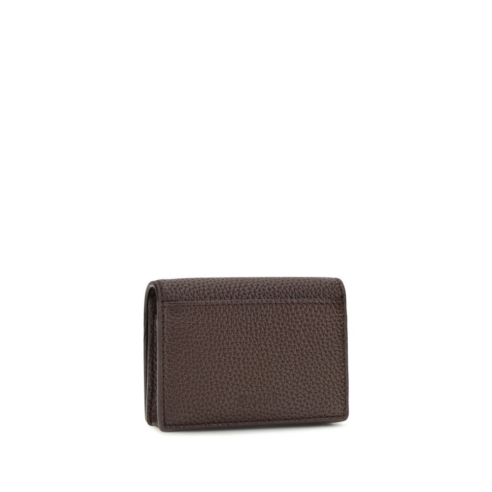 Ganni Brown Flap Card Holder Wallet