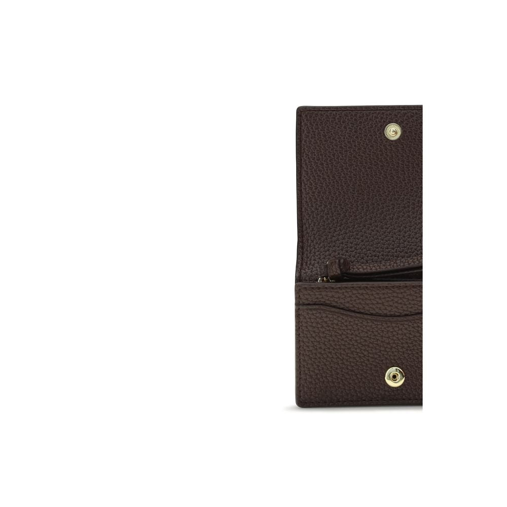 Ganni Brown Flap Card Holder Wallet