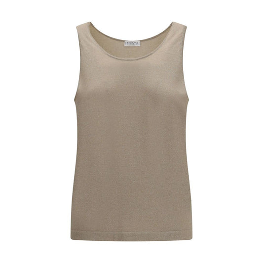 Brunello Cucinelli Beige Cashmere Sleeveless T-Shirt