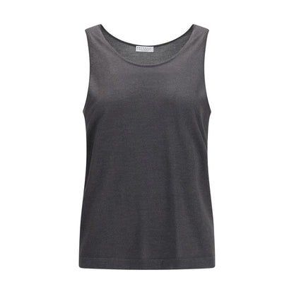 Brunello Cucinelli Gray Cashmere Sleeveless T-Shirt