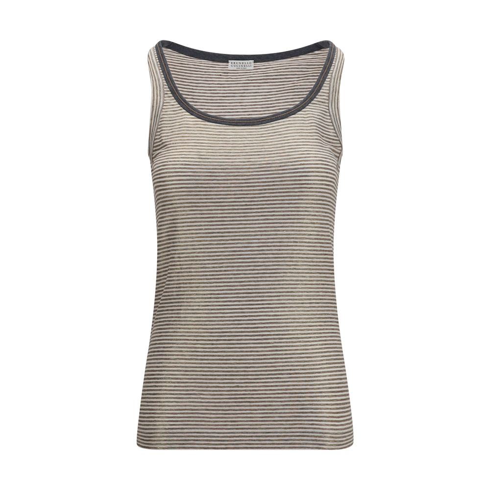 Brunello Cucinelli Beige Linen Tank Top