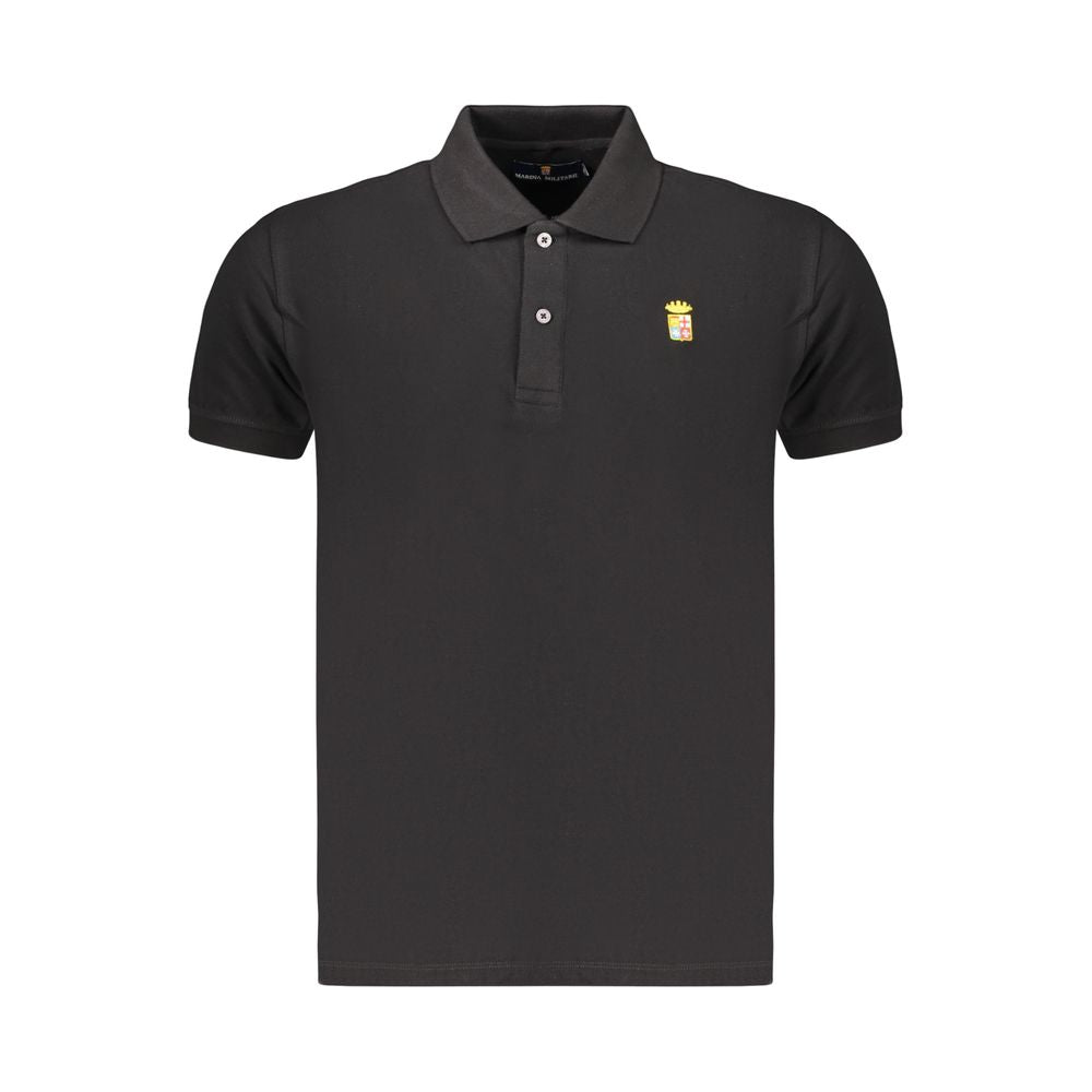 Marina Militare Black Cotton Mens Polo Shirt