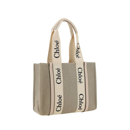 Chloé Beige Linen Woody Handbag