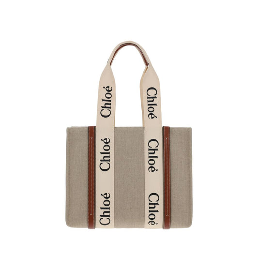 Chloé Beige Linen Woody Handbag