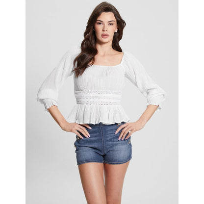 GUESS White Ramie Tank Top