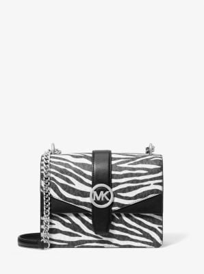 Michael Kors Greenwich Small Print Logo Crossbody Tote Chain Bag