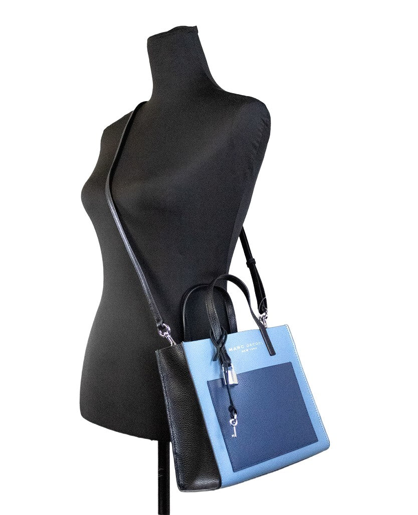 Marc Jacobs Grind Mini Blue Heaven Colorblock Leather Tote Crossbody Bag