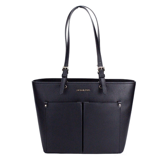 Michael Kors Womens Jet Set Travel Medium Double Pocket Tote Black/Silver