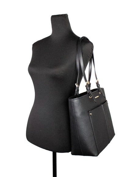Michael Kors Womens Jet Set Travel Medium Double Pocket Tote Black/Silver