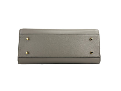 Versace Virtus Large Leather Top Handle Satchel Bag - Gray