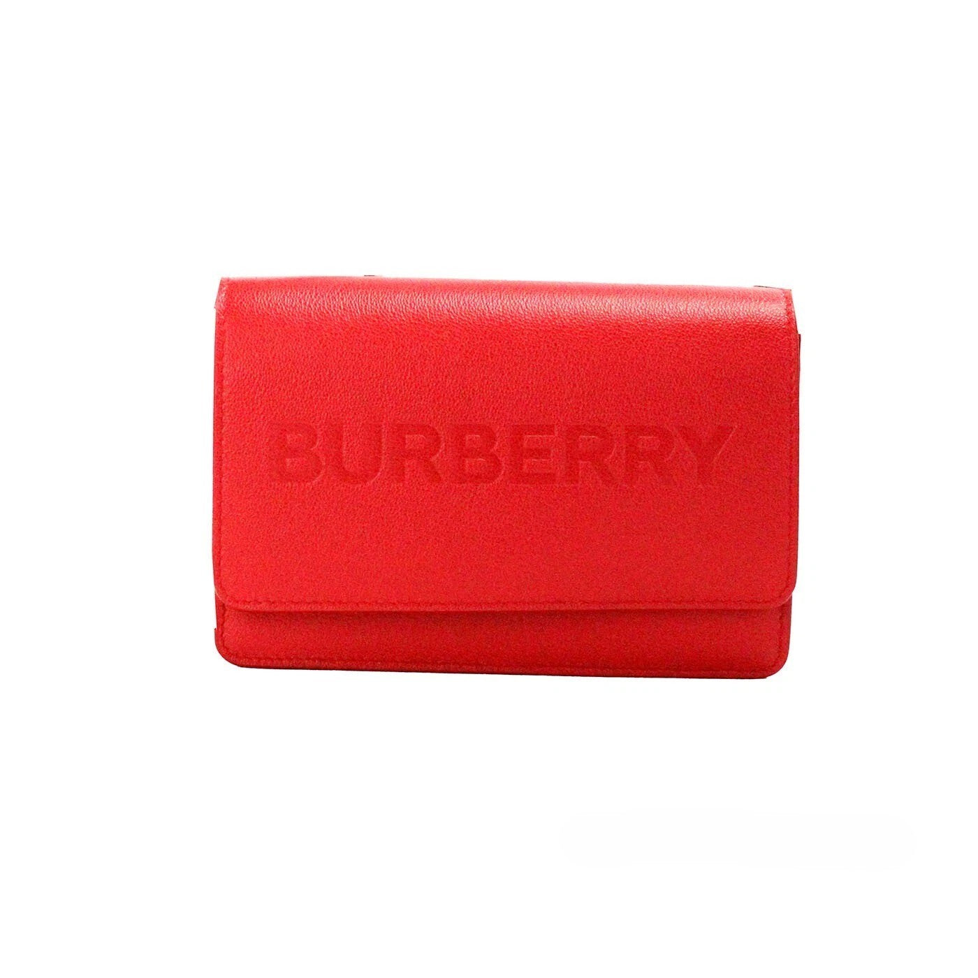 Burberry Hampshire Small Red Embossed Logo Smooth Leather Crossbody Bag - CHECK