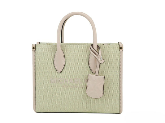 Michael Kors Mirella Small Powder Blush Canvas Shopper Crossbody Handbag