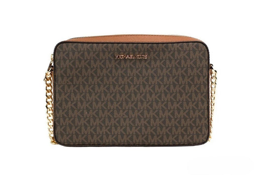 Michael Kors Women’s Jet Set East West Crossbody Handbag Saffiano, Brown Gold, Large
