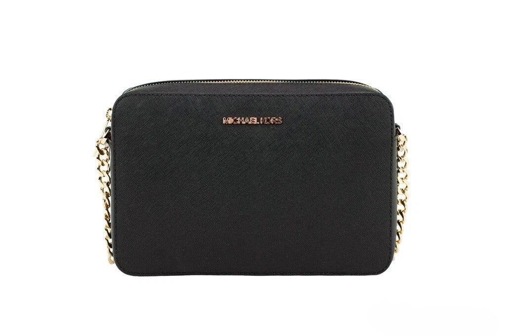 Michael Kors Women’s Top Zip Closure Saffiano Leather Crossbody Bag in Black