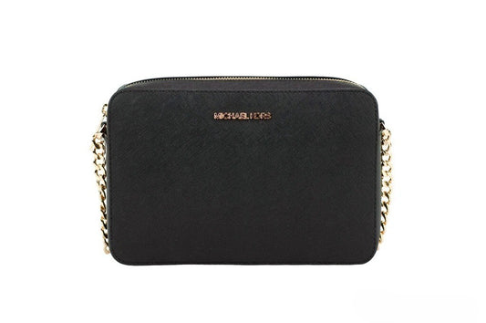 Michael Kors Women’s Top Zip Closure Saffiano Leather Crossbody Bag in Black