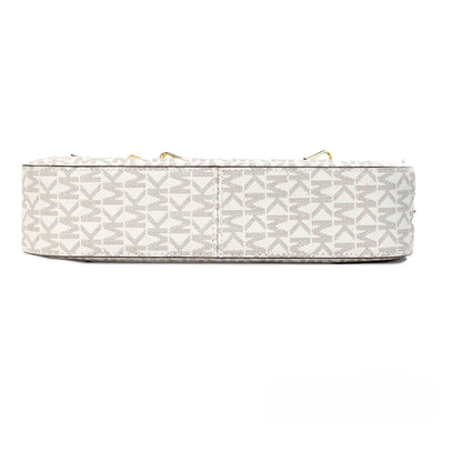 Michael Kors Adult Saffiano Leather Chain Zip Crossbody Handbag – Vanilla/Powder Blush