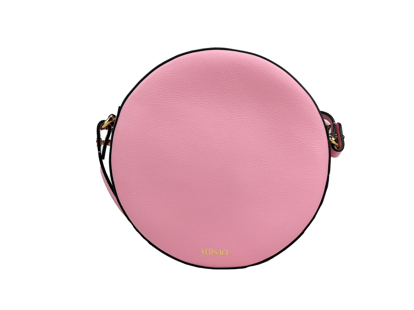 Versace Round Disco Leather Camera Case Crossbody Bag in Baby Pink