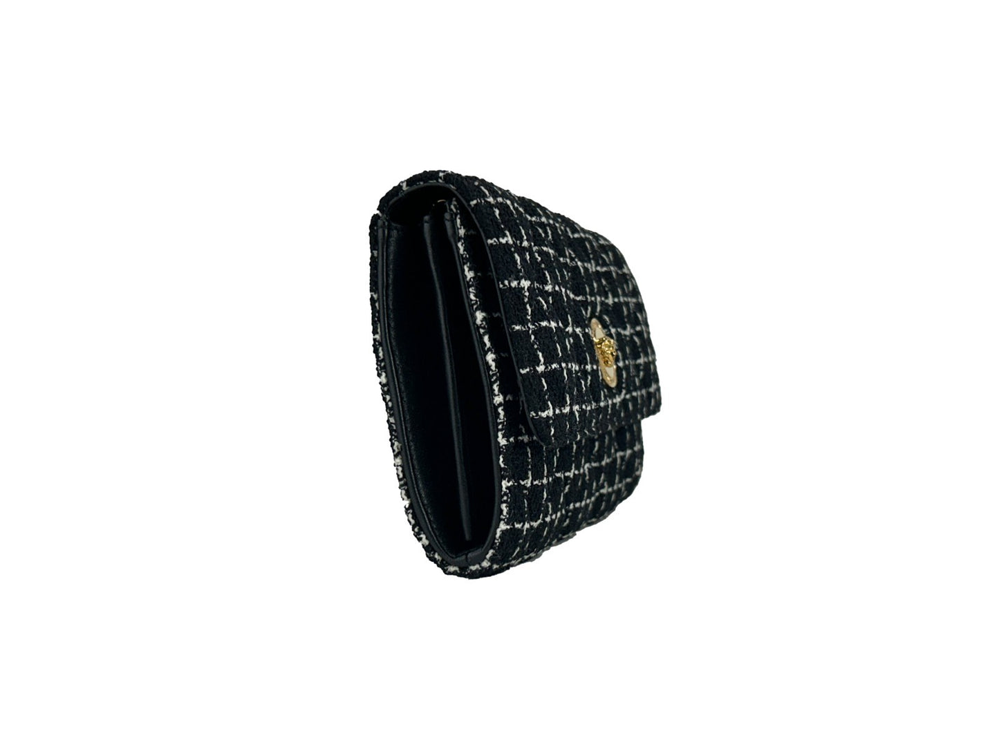 Versace Medusa Tweed Wallet On A Chain Crossbody Bag