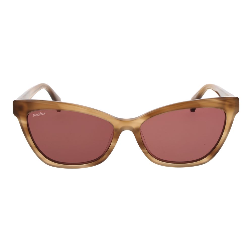 Max Mara Women’s Sunglasses – Brown Cat Eye Frame, Pink Lenses