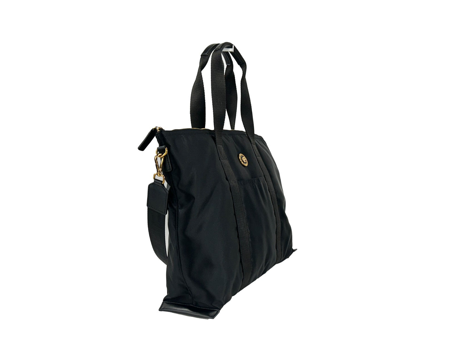 Versace Black Nylon La Medusa Shoulder Tote Bag