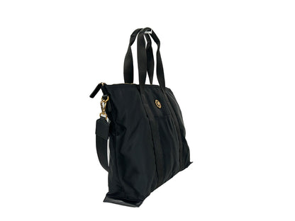 Versace Black Nylon La Medusa Shoulder Tote Bag
